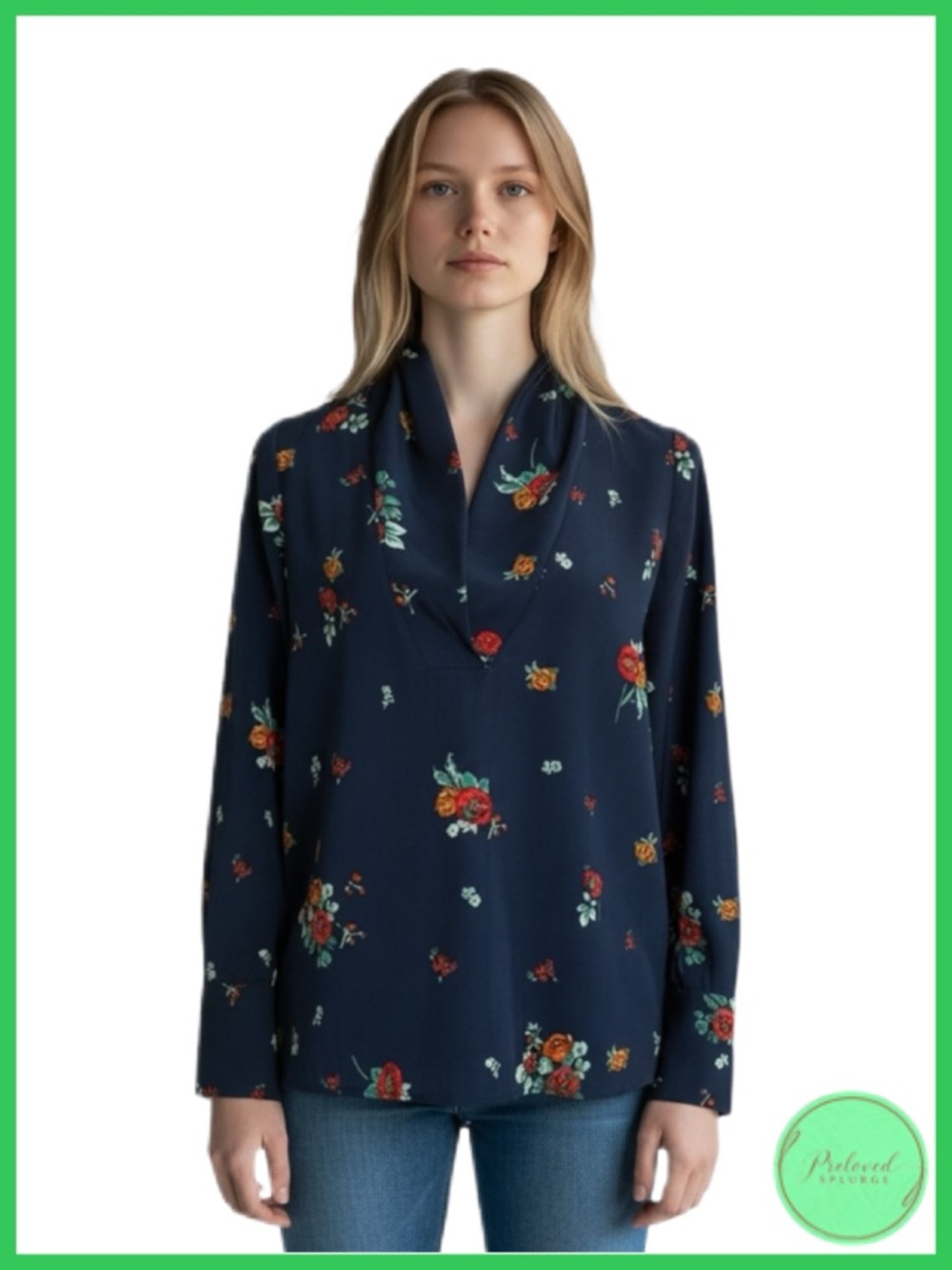ZARA Ruched Collar Long Sleeve Blouse